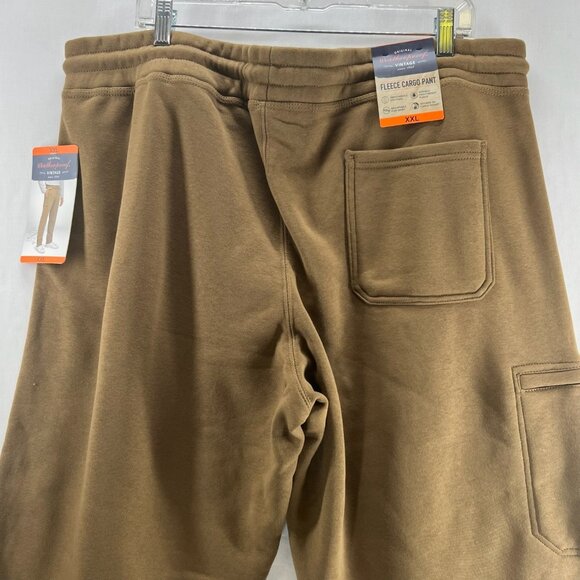 Weatherproof Vintage Fleece Cargo Pants Men XXL Adjustable Waist Zip Pockets Tan - Picture 9 of 13